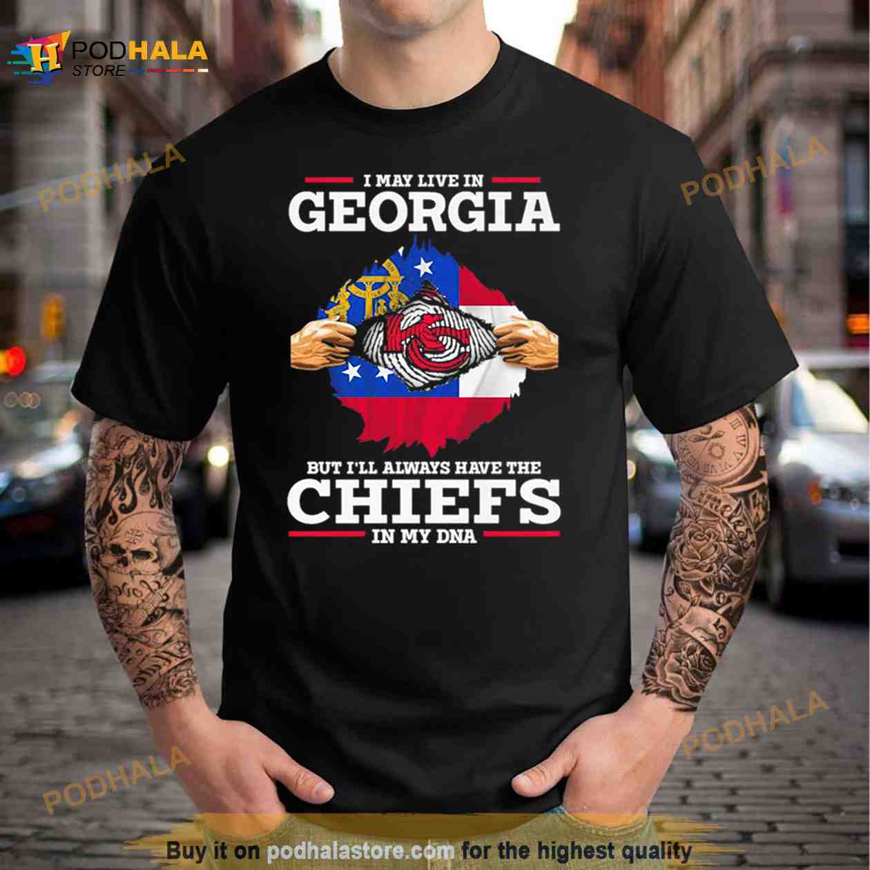 I may Live in Georgia but I’ll always have the Kansas City Chiefs in my DNA Shirt I may Live in Georgia but I’ll always have the Kansas City Chiefs in my DNA Shirt