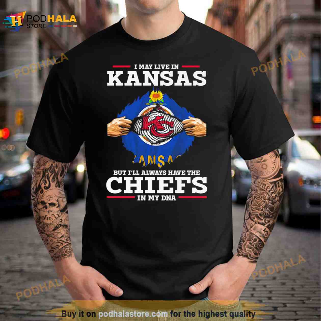 I may Live in Kansas but I’ll always have the Kansas City Chiefs in my DNA Shirt I may Live in Kansas but I’ll always have the Kansas City Chiefs in my DNA Shirt