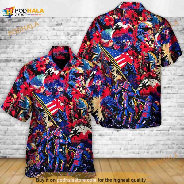 Independence Day Special Star Wars Hawaii Shirt, Synthwave Tropical Aloha Shirt