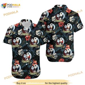 Jack And Sally Funny Hawaiian Shirt, Nightmare Before Christmas Aloha Shirt