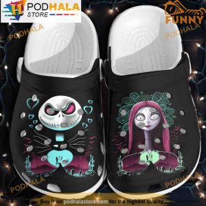Jack And Sally Nightmare Before Black 3D Crocs
