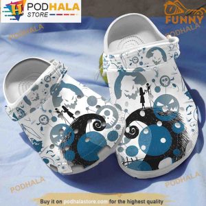 Jack And Sally Nightmare Before White 3D Crocs
