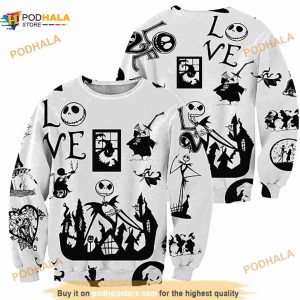 Jack Skellington Black And White Ugly Christmas Sweater