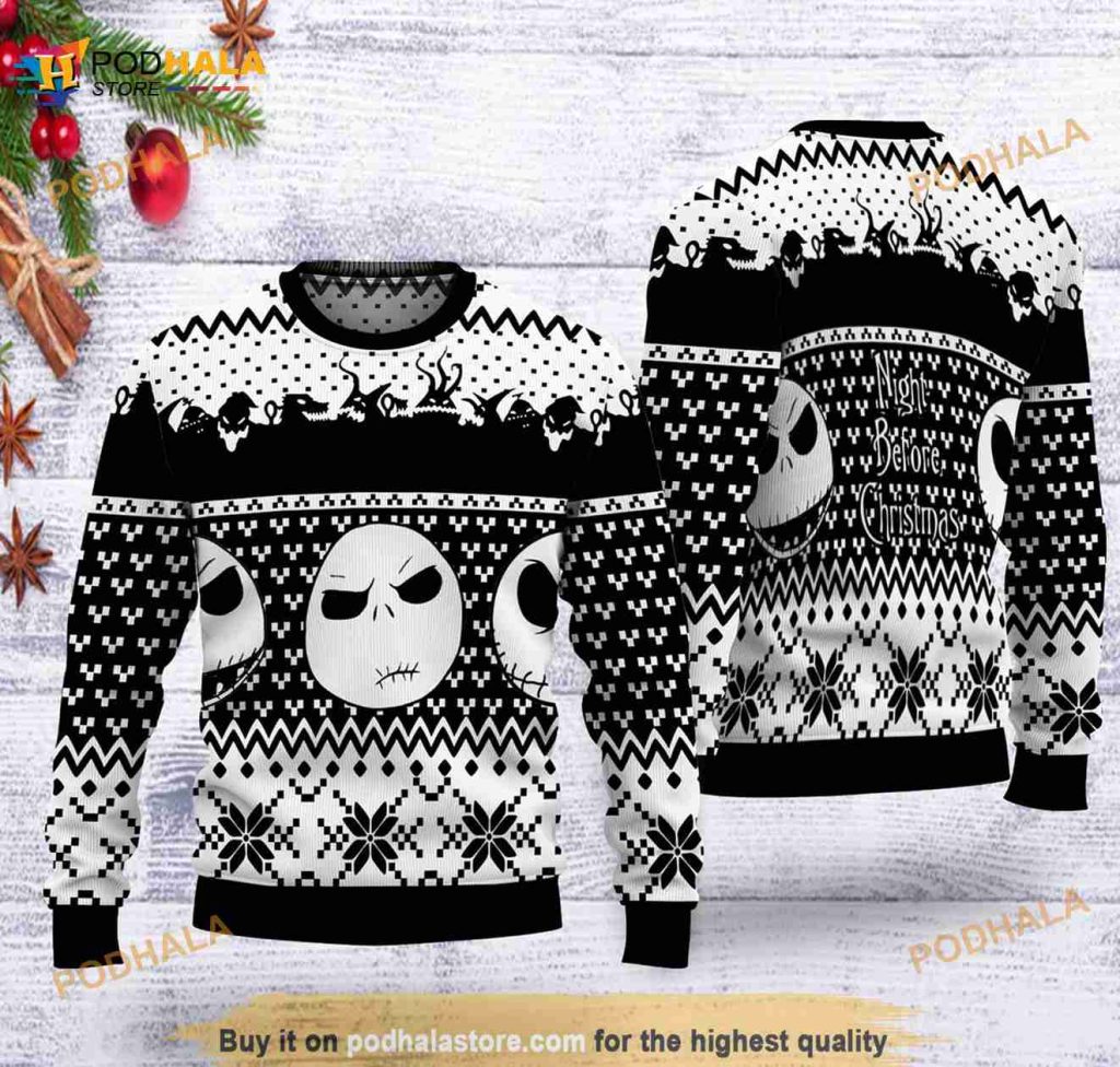 Jack Skellington Nightmare Before Christmas 3D Funny Ugly Sweater
