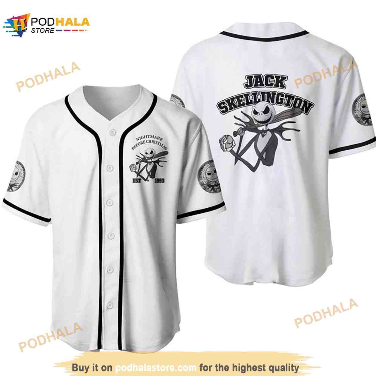Jack Skellington The Nightmare Before Christmas Disney Cartoon 3D Baseball  Jersey - Bring Your Ideas, Thoughts And Imaginations Into Reality Today