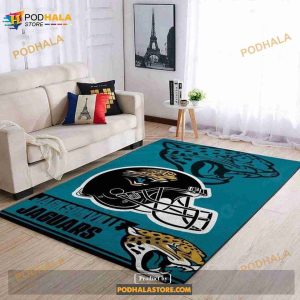 Jacksonville Jaguars NFL Team Logo Helmet Rug Room Carpet Custom Area Floor Home Decor