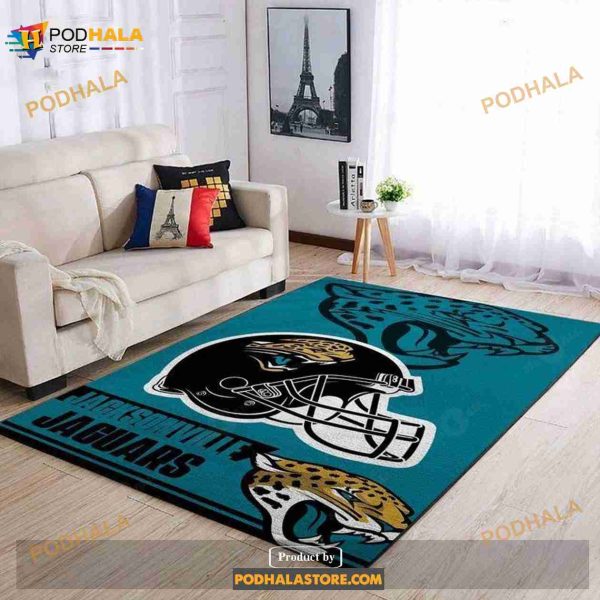 Jacksonville Jaguars NFL Team Logo Helmet Rug Room Carpet Custom Area Floor Home Decor