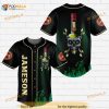 Jameson Irish Whiskey Flowery Skull All Over Print Unisex 3D Baseball Jersey - Ombre Black Green