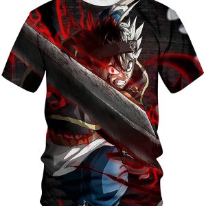 Japanese Anime Black Clover Asta Print Short Sleeve Tee 3D Anime Shirt