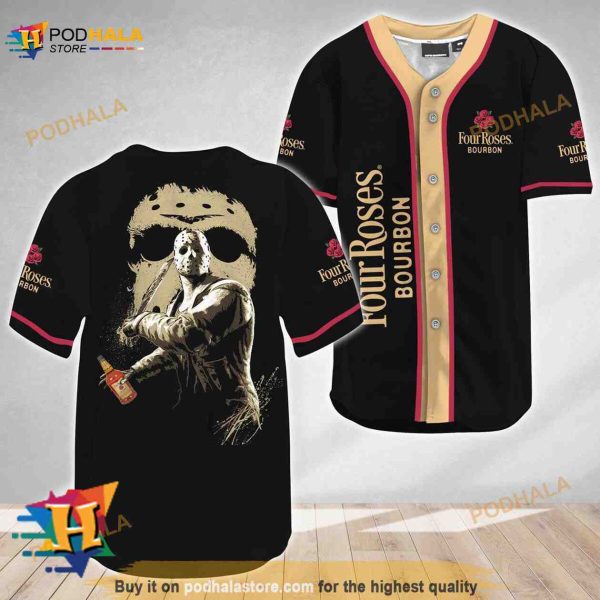 Jason Voorhees Friday The 13th Four Roses Bourbon 3D Baseball Jersey