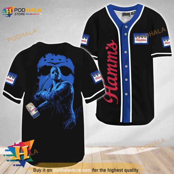 Jason Voorhees Friday The 13th Hamm’s Beer 3D Baseball Jersey