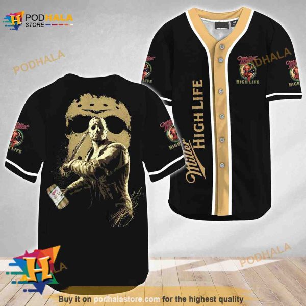 Jason Voorhees Friday The 13th Miller High Life 3D Baseball Jersey