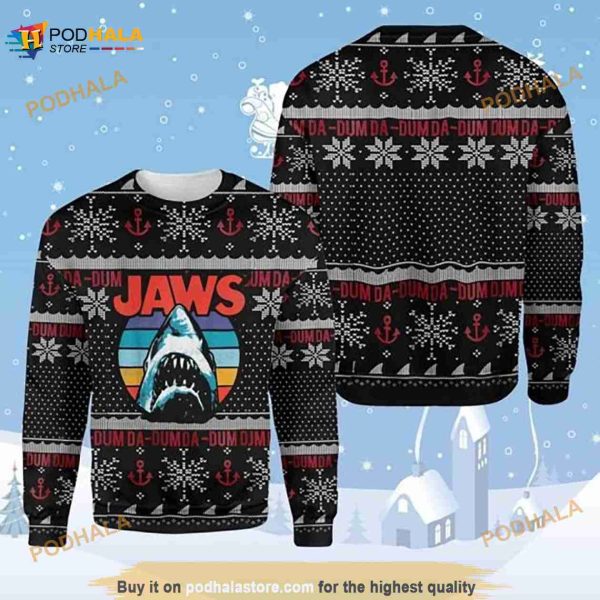 Jaws Shark Lover Christmas 3D Funny Ugly Sweater, Xmas Gift