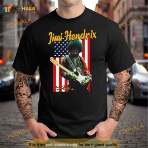 Jimi Hendrix American Flag Signature T Shirt