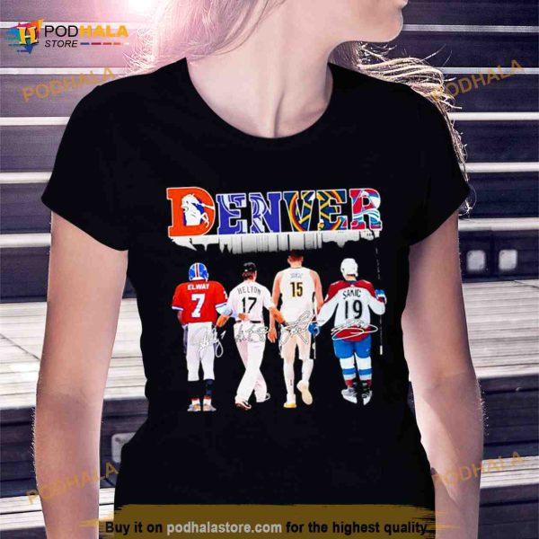 John Albert Elway Jr. Helton Nikola Jokic Sakic Denver city sport signatures Shirt