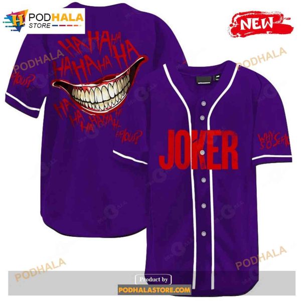 Joker Hahaha Why So Serious Purple Baseball Jersey