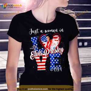 Just A Woman In Love With Elvis Presley And Usa Shirt 2