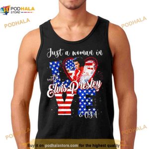 Just A Woman In Love With Elvis Presley And Usa Shirt 3