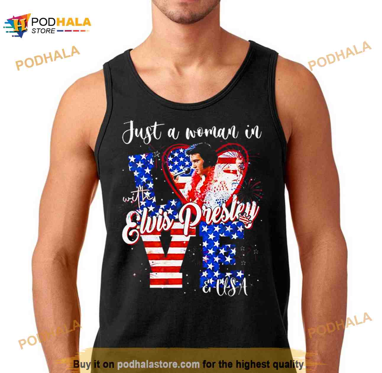 Just A Woman In Love With Elvis Presley And USA Shirt Just A Woman In Love With Elvis Presley And USA Shirt