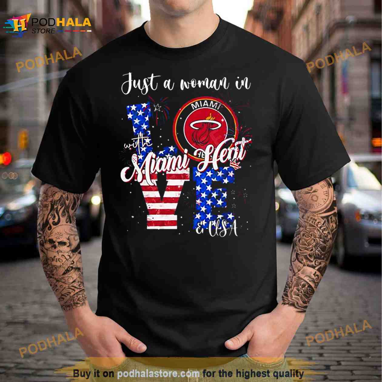 Just A Woman In Love With Miami Heat And USA Shirt Just A Woman In Love With Miami Heat And USA Shirt