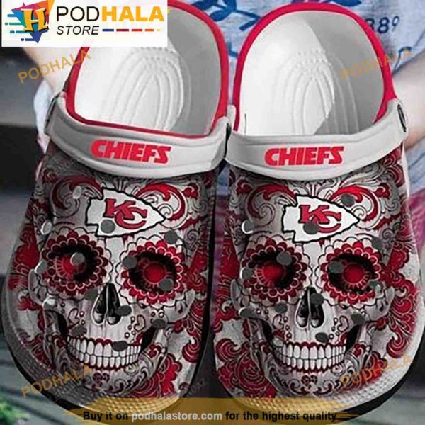Kansas City Chiefs NFL Sugar Skull 3D Crocs Clog Shoes, Funny Crocs