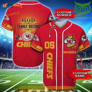 Kansas City Chiefs Personalized Gift, Custom Name Number 3D Baseball Jersey Shirt