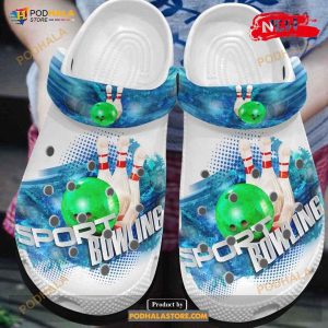 Keep Calm And Play Bowling Blue White Crocs Classic Clog Shoes