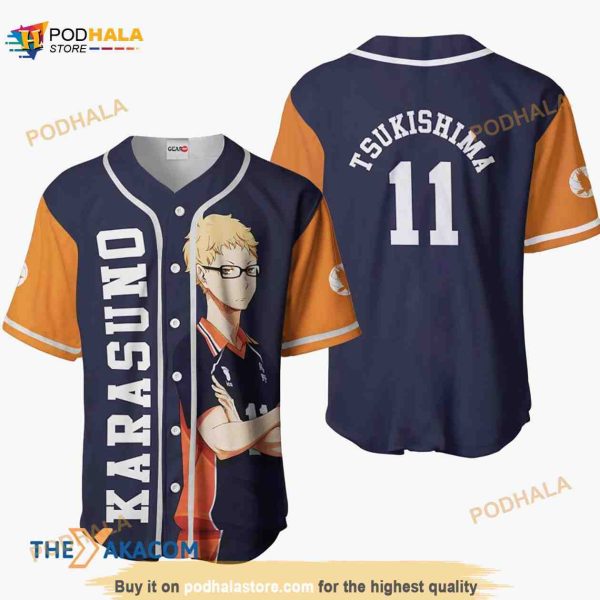 Kei Tsukishima Haikyuu Anime 3D Baseball Jersey Shirt