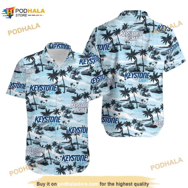 Keystone Light Sea Island Funny Hawaiian Shirt, Aloha Beer Loves Shirt