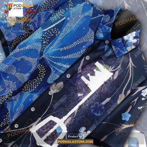 Kingdom Hearts Funny Hawaiian Shirt Keyblade Floral Topical Blue Hawaii Aloh 2