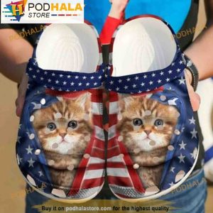 Kitty Cat American 3D Crocs, Funny Crocs