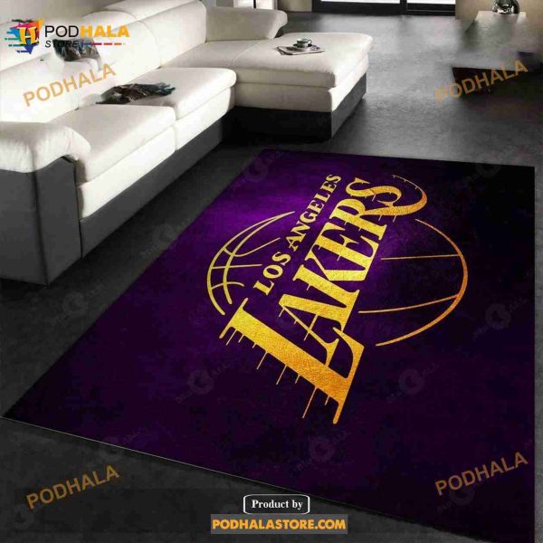 La Lakers Purple Gold Nba Team Area Rug Living Room And Bedroom Rug Home Decor Floor Decor