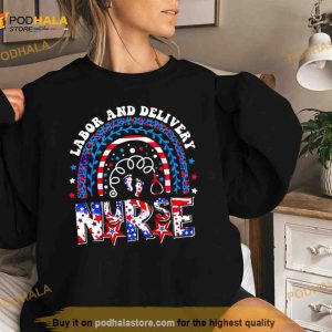 Labor And Delivery Nurse 4th Of July Rainbow Shirt 2
