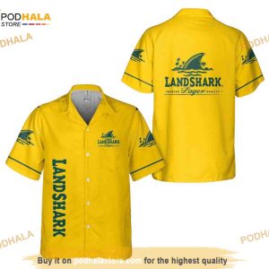 Landshark Funny Hawaiian Shirt, Tropical Summer Vibes Aloha Shirt