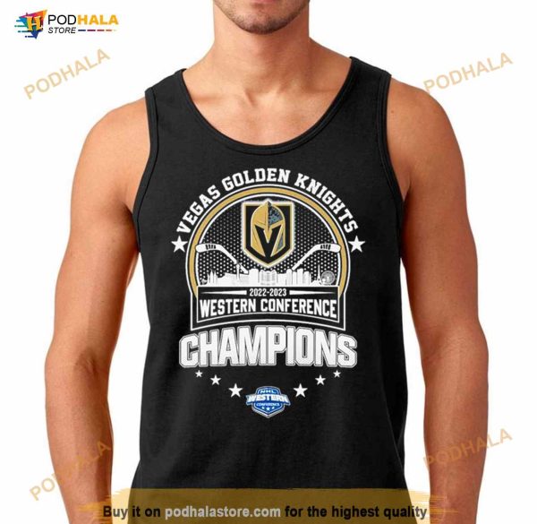 Las Vegas Golden Knights 2022 – 2023 Western Conference Champions City Skyline Shirt