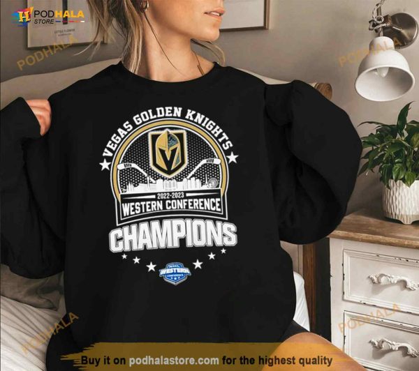 Las Vegas Golden Knights 2022 – 2023 Western Conference Champions City Skyline Shirt