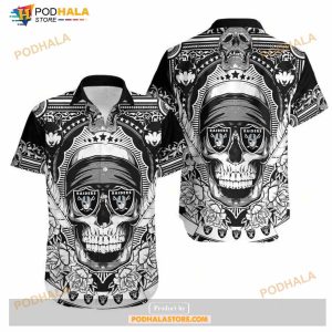 NFL Las Vegas Raiders Hawaiian Shirt Custom Name Halloween Skull Tropical  Team Spirit