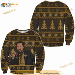 Laughing Leo Woolen Christmas Yellow Leonardo Dicaprio 3D Sweater