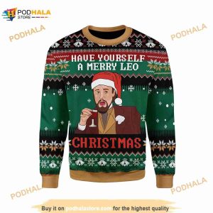 Leo Laughing Meme Have Yourself A Merry Leo 3D Ugly Christmas Sweater