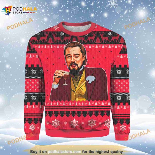 Leo Laughing Meme Ugly Christmas Sweater 3D For Women Men