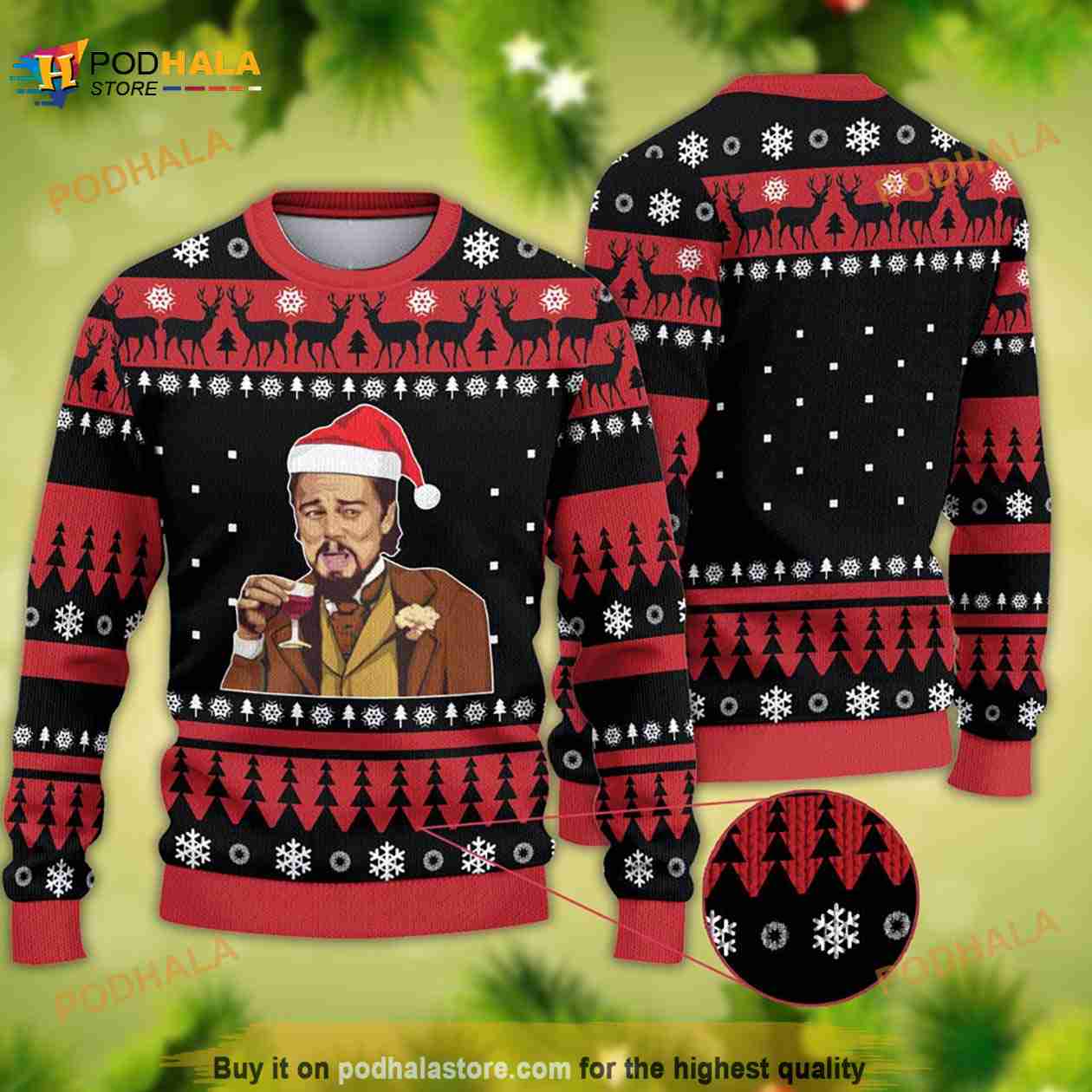 Laughing Leo Woolen Christmas Leonardo Dicaprio 3D Sweater - Bring Your ...