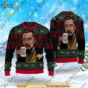 Leonardo Dicaprio Drink Lite Beer Funny Ugly Christmas Sweater For Fans