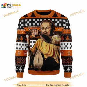 Leonardo Pointing Meme Ugly Christmas Sweater