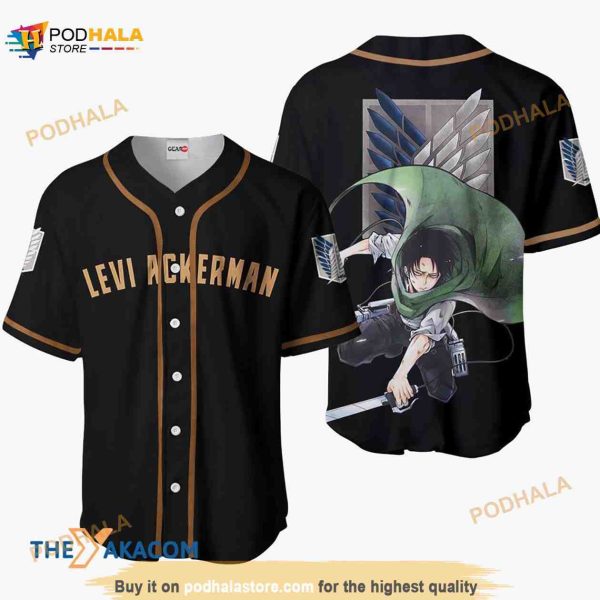 Levi Ackerman Attack On Titan Anime 3D Baseball Jersey Shirt