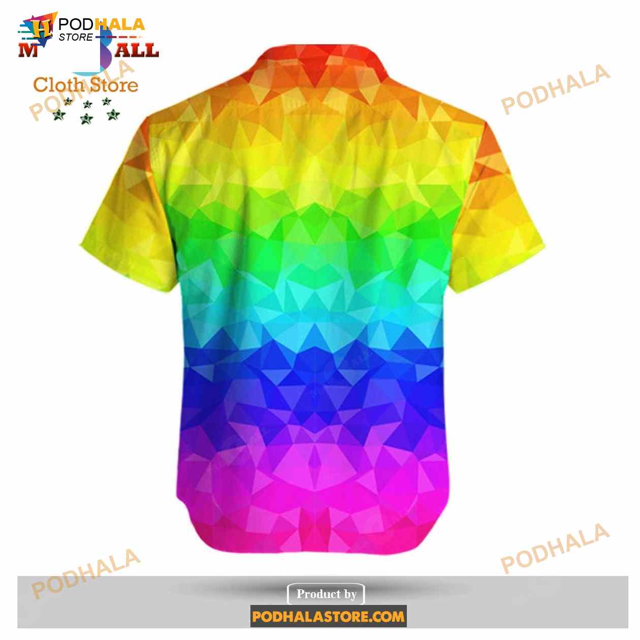 LGBT Pride Rainbow Polygonal American Flag Inside Funny Hawaiian Shirt LGBT Pride Rainbow Polygonal American Flag Inside Funny Hawaiian Shirt