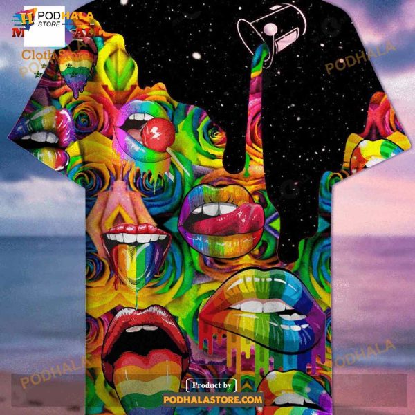 LGBT Rainbow Color Mouths Candy Graphic Design Funny Hawaiian Shirt