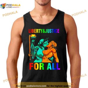 Liberty n Justice For All Lesbian Kissing Statue Of Liberty Shirt