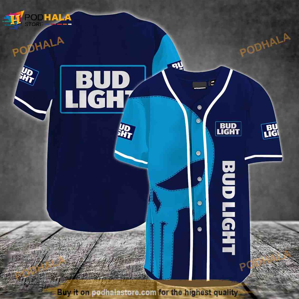 Bud Light Blue Baseball Jersey Shirt