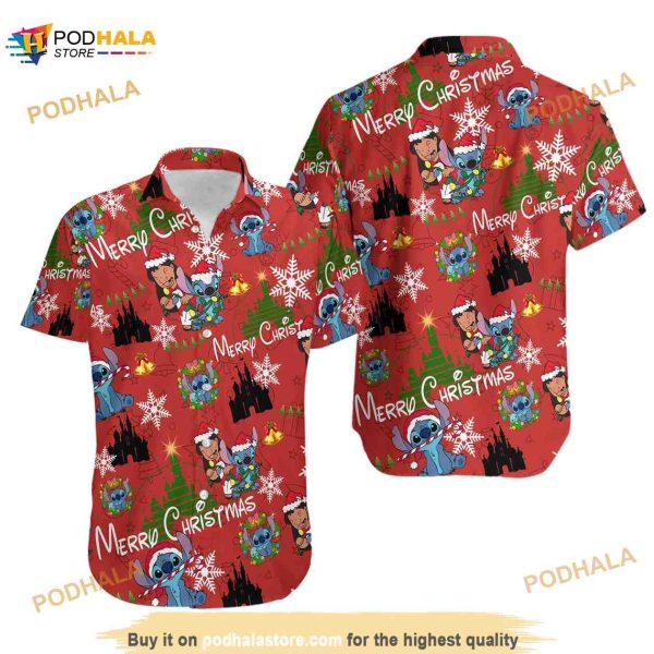 Lilo And Stitch Disney Hawaiian Shirt, Christmas Disney Hawaiian Shirt