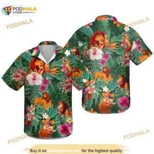 Lion King Hawaiian Aloha Shirt ,simba Pumbaa Timon Pineapple 3D Shirt